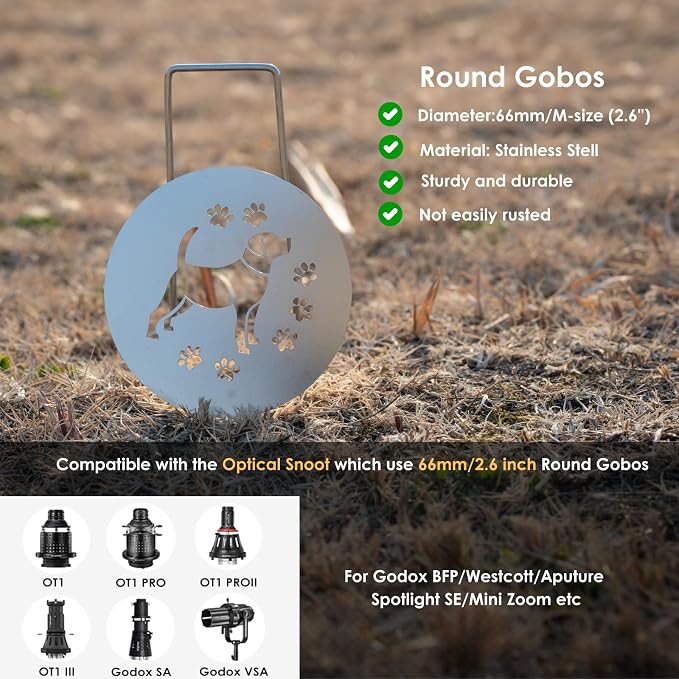 20Pcs Unique Round Gobos Kit for Optical Snoot, 66mm/2.6in Metal Plate Patterns - Image 6