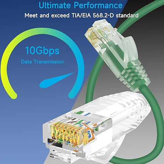 Cat6a Slim Ethernet Patch Cable 1 ft, Cat6a Patch Cable - Image 2