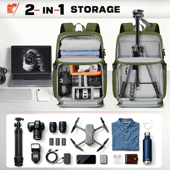 RAINSMORE Camera Bag Backpack for DSLR/SLR/Mirrorless Camera Bags for - Image 3
