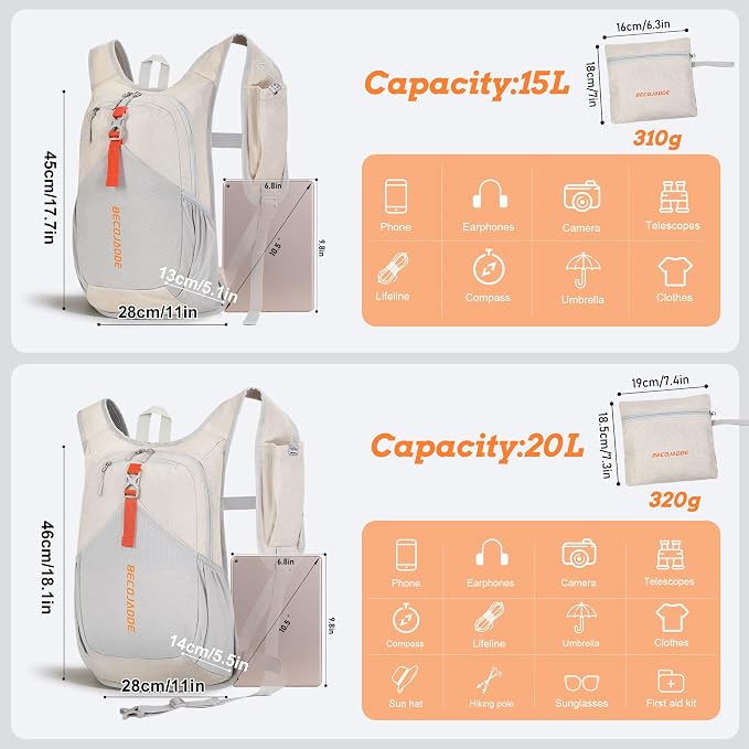 BECOJADDE 15L Small Hiking Backpack - Image 4