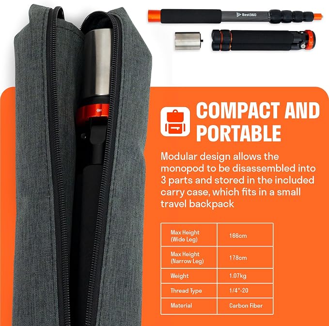 Monopod Pro Carbon Fiber Edition 360 Camera Stand, Compatible - Image 2
