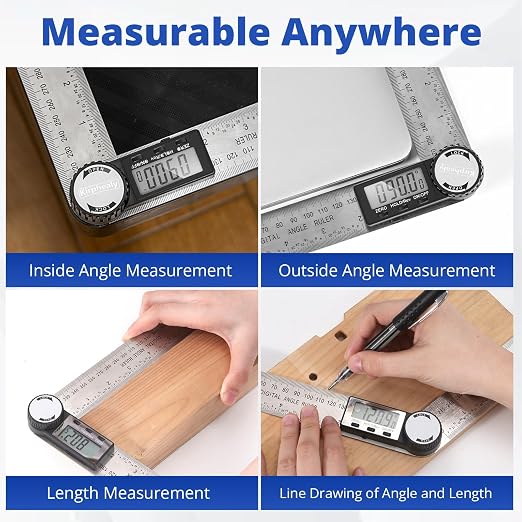 Digital Angle Finder Protractor, 7inch 200mm Angle Gauge Professional Measuring - Image 5