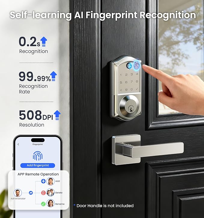 Veise VE017G Wi-Fi Keyless Entry Door Lock, App Remote & Voice Control - Image 5
