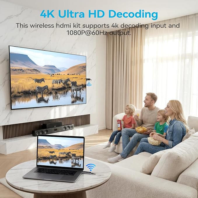 2026 New Wireless HDMI Transmitter and Receiver, 360FT/110M Extender 4K Decode - Image 6
