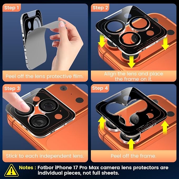 Fotbor Compatible for 3 Pack iPhone 17 Pro Max Screen Protector - Image 3