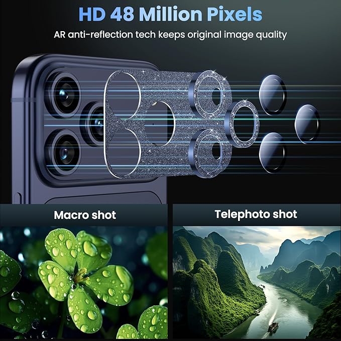 Uyiton Compatible with iPhone 17 Pro Max Camera Lens Protector Bling - Image 3