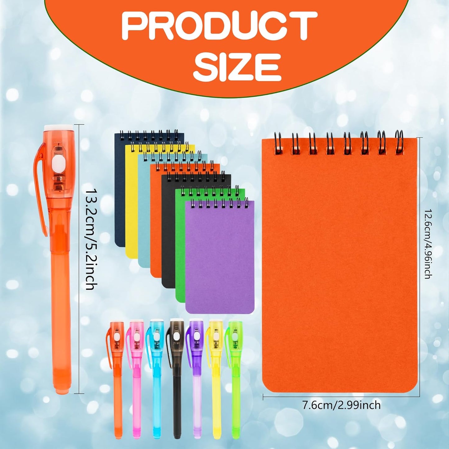 42 Pcs Secret Party Favors Includes 21 Pcs Invisible Ink Pen with UV Light and 21 Pcs Mini Spiral Notebook for Secret Message Themed Party Game Prizes Goodie Bag Fillers