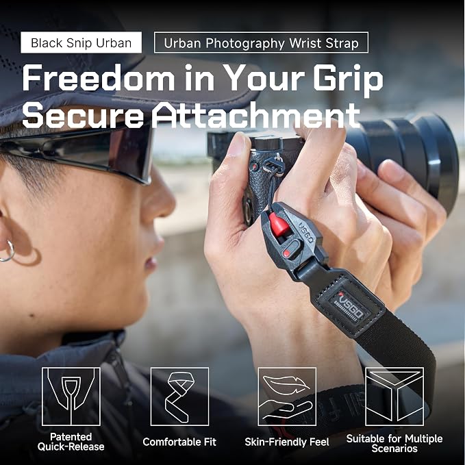 VSGO Black Snipe Urban Photography Wrist Strap – Patented Quick-Release - Image 2