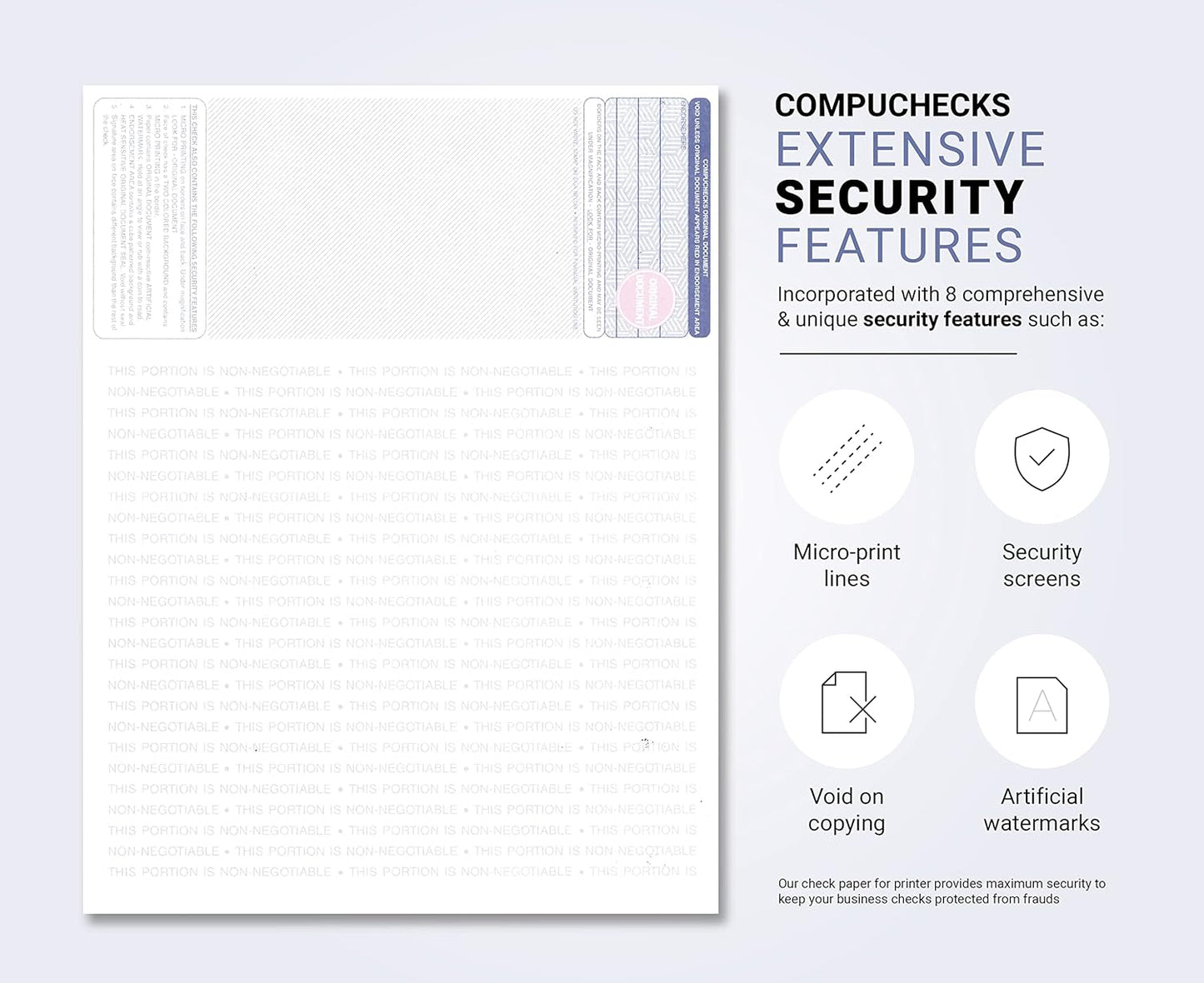 250 Blank Check Stock - Check on Top Mazed - Paper Weight # 70"High Security" Check Paper Red/Blue Mazed