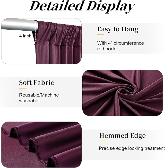50ft x 15ft Burgundy Backdrop Curtains - Image 5