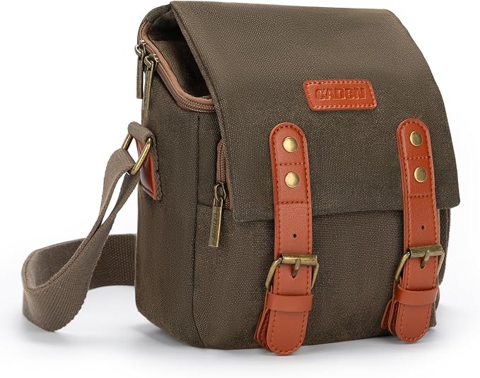 CADeN Compact Camera Bag Case Canvas Leather Trim Compatible by CADeN