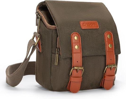 CADeN Compact Camera Bag Case Canvas Leather Trim Compatible by CADeN