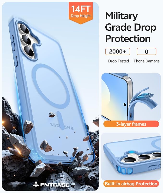 FNTCASE for Samsung Galaxy S25 FE Case: Magnetic Translucent Matte Military - Image 5