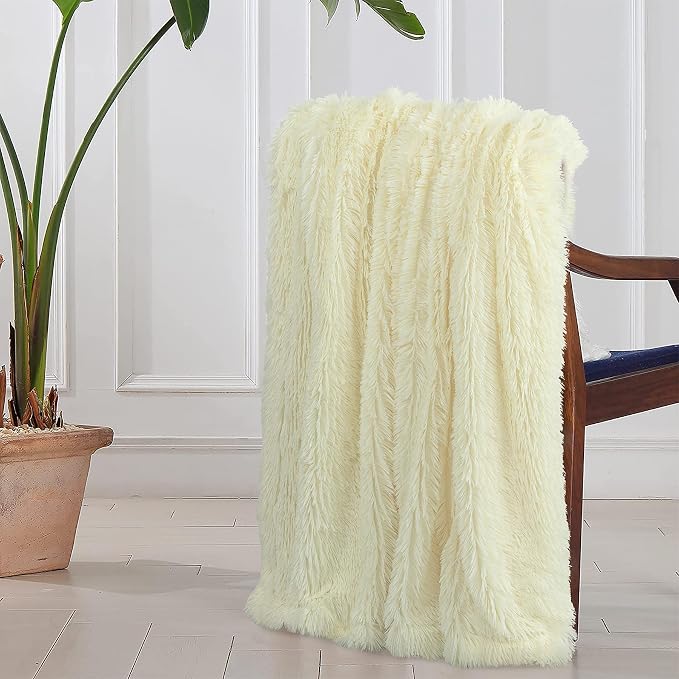 Tuddrom Decorative Extra Soft Faux Fur Throw Blanket 50"x 60", Solid Reversible - Image 2