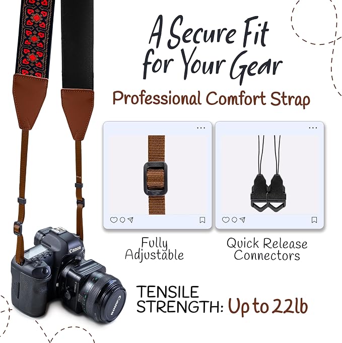 Art Tribute Camera Strap For Photographers Padded Universal Fit Neck Shoulder & - Image 4