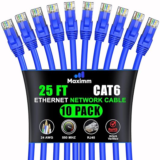 Maximm Cat 6 Ethernet Cable 25 ft by MaximmCable