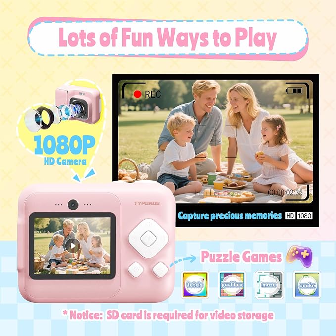 Instant Print Camera for Kids, Christmas Birthday Gifts for Girls Boys Age 3-12 - Image 4