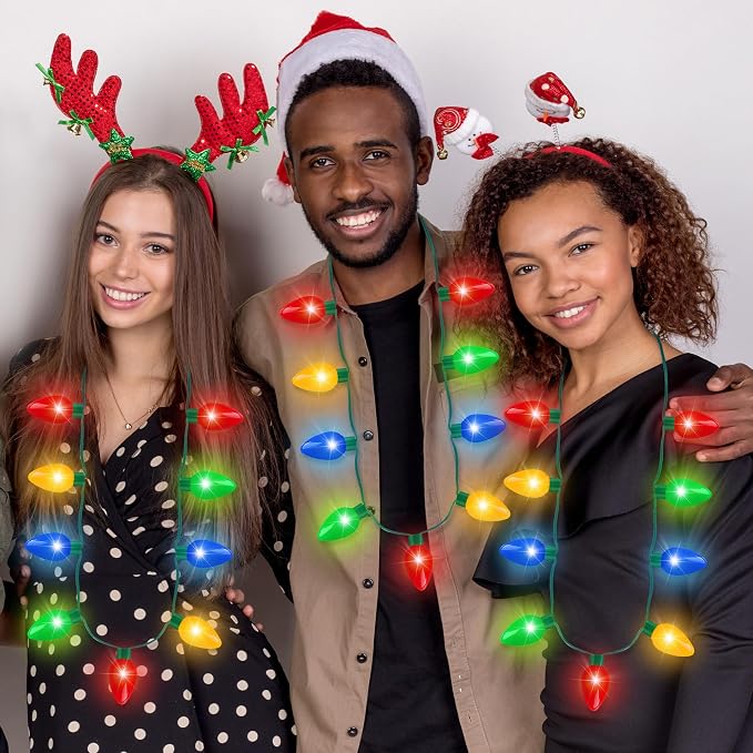 Blowata 50PCS Christmas Light up Necklace, 3 Glow Modes Christmas Accessories - Image 6
