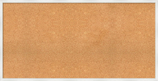 Amanti Art Natural Cork Board for Wall, 25x49 Vision Board with White Frame, Oversize Corkboard Office Decor for Home Organization, Country Rustic Corkboard Pinboard to Display Items for Home