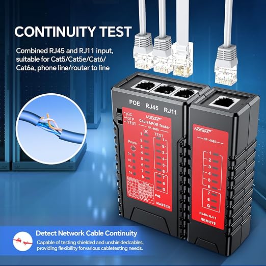 NOYAFA NF-468S Network Cable Tester, RJ12 RJ11 RJ45 Ethernet Cable Tester - Image 5
