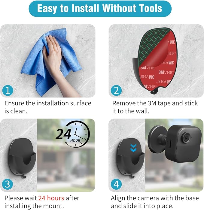 3 Pack Blink Camera No Drill No Screws Wall Mount Bracket - Image 6