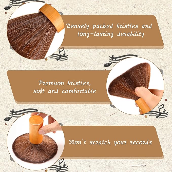 Ziliny 3 Pcs Vinyl Record Cleaning Brush Wooden Anti Static Dust Record Vinyl - Image 3