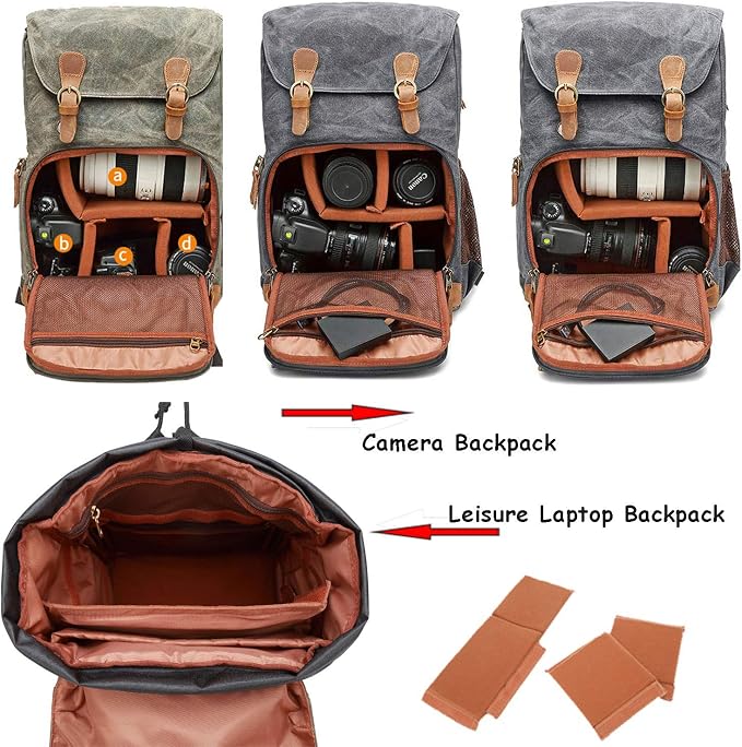 UBAYMAX Camera Backpack, DSLR SLR Waterproof Canvas Camera Bags Rucksack 15.6 - Image 4