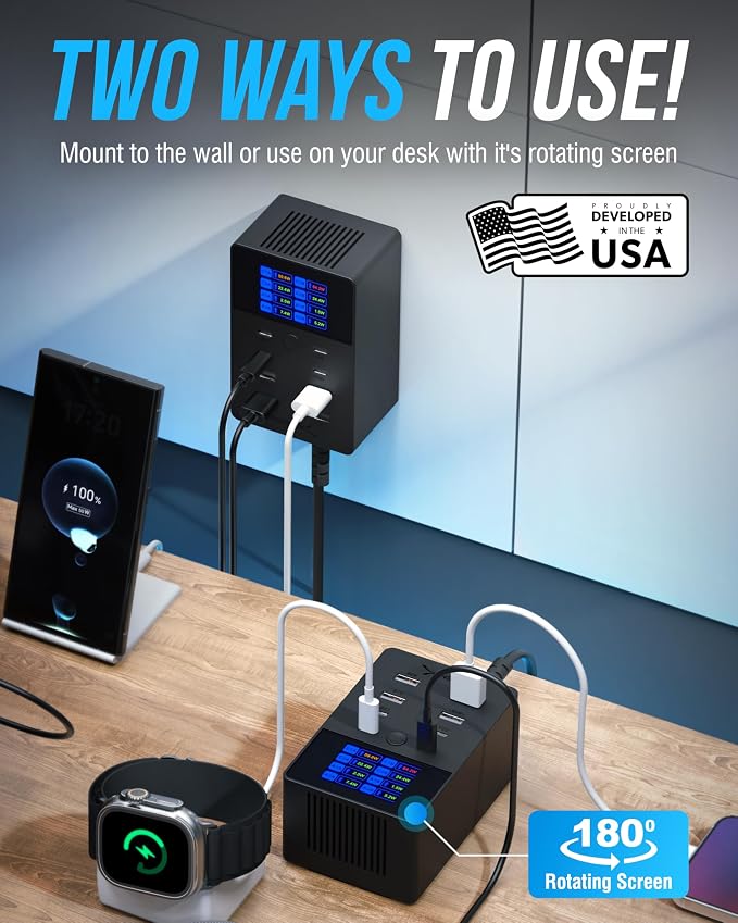 SABRENT VOLTIK Charging Station, 252W 8-Port USB C and USB A Desktop Charger - Image 2