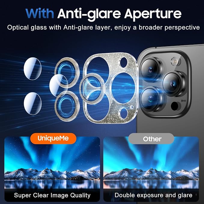 UniqueMe 3 Packs Compatible for iPhone 13 Pro Max/iPhone 13 Pro Camera Lens - Image 4