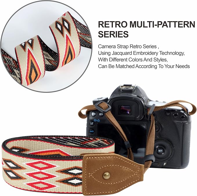 Padwa Lifestyle 2" Wide Classic Crazy Horse Art Cowhide Head Cotton Camera - Image 5