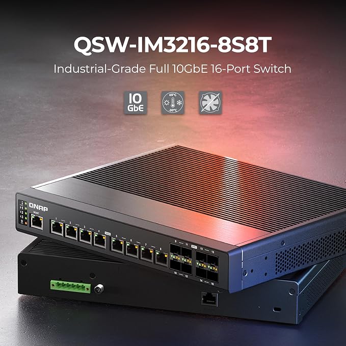 QNAP 8-Port 10GbE SFP+ Fiber and 8-Port Full 10GbE RJ45 Industrial-Grade - Image 2