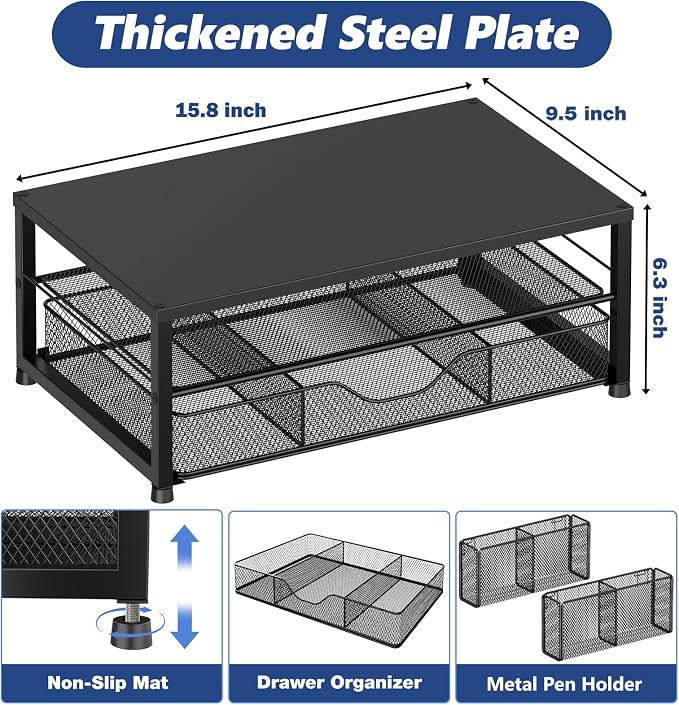 OPNICE Desk Organizer and Accessories, Dual Computer Monitor Stand Riser - Image 7