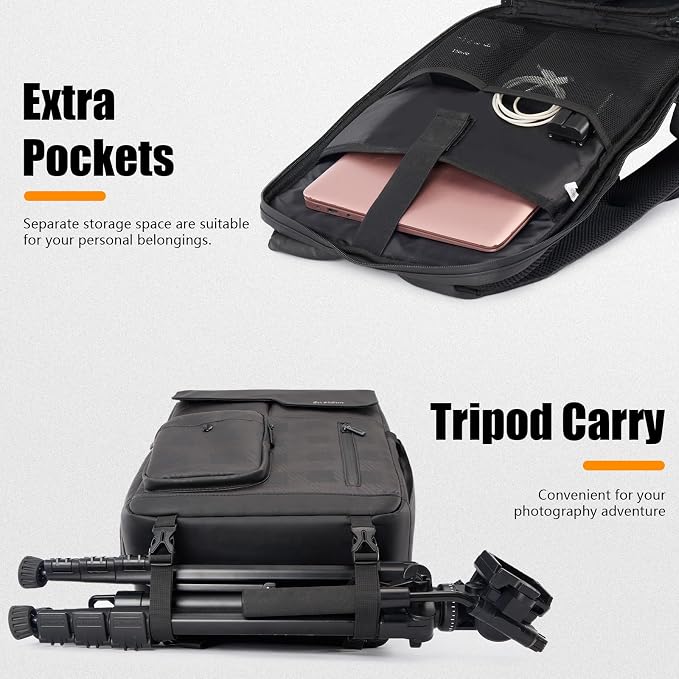 Cwatcun Waterproof Camera Backpack PU Leather Camera Bag - Image 4