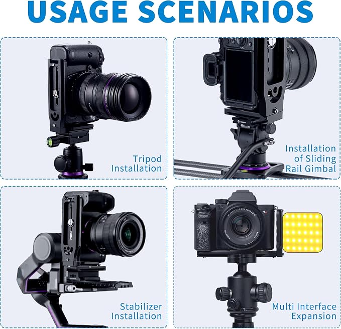 DSLR Camera L Bracket with 1/4" & 3/8" Screw Hole, Vertical Horizontal - Image 6