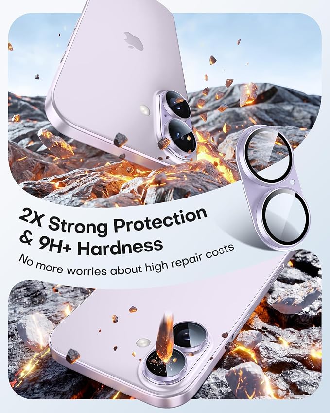 TAURI 2 Pack for iPhone 17 Camera Lens Protector, Full Coverage Military-Grade - Image 3