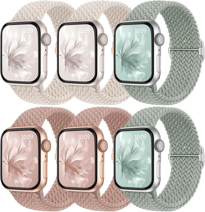 6 Pack Braided Stretchy Bands Compatible by KnossenWatchBand