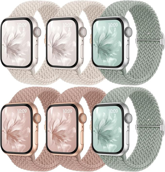 6 Pack Braided Stretchy Bands Compatible by KnossenWatchBand