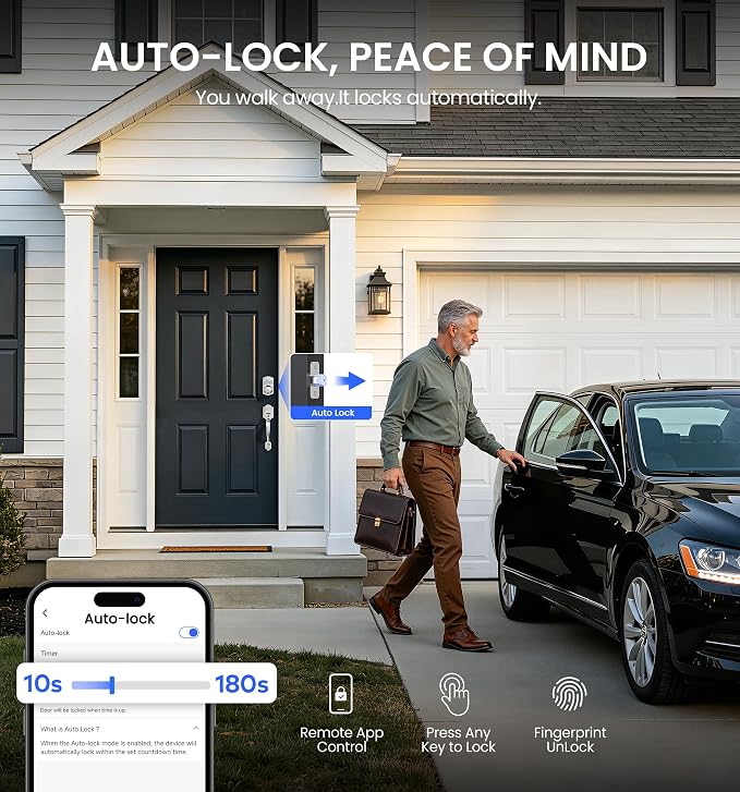 Veise VE012W-H WiFi Smart Front Door Lock Set, Built-in WiFi, App Remote & - Image 7