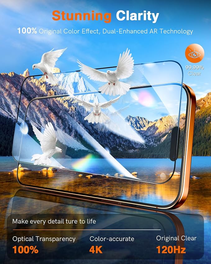 LK 2 Pack for iPhone 17 Pro Max Screen Protector Tempered Glass, Military Grade - Image 7