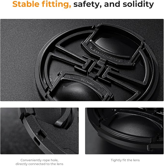 K&F Concept 43mm Lens Cap, 9-in-1 Center Pinch Lens Cover + Anti-Loss Keeper - Image 5