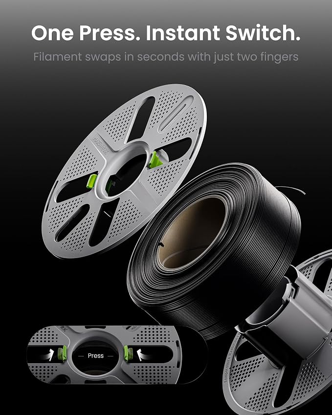Quick-Swap Reusable Spool for Refill Filament, Two-Finger Press Design - Image 2