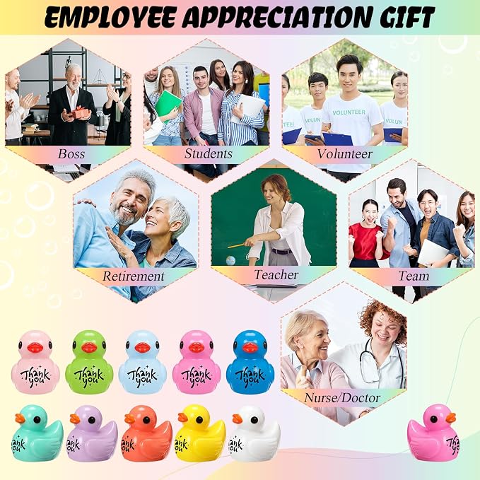 Skylety 50 Pcs Thank You Gifts Mini Resin Ducks Appreciation Gifts - Image 5