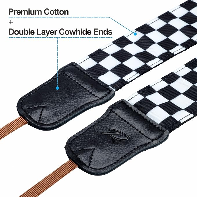 Padwa Lifestyle Black and White Plaid Camera Strap - Image 2