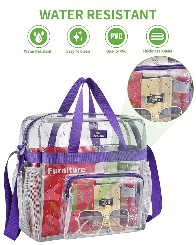 MAY TREE Clear Bag for Stadium Events 12×6×12 Clear Tote Lunch Bag - Image 4