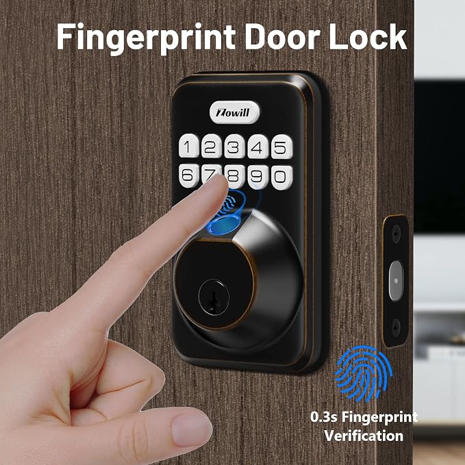 Fingerprint Door Lock, Zowill Keyless Entry Door Lock Keypad Deadbolt - Image 2
