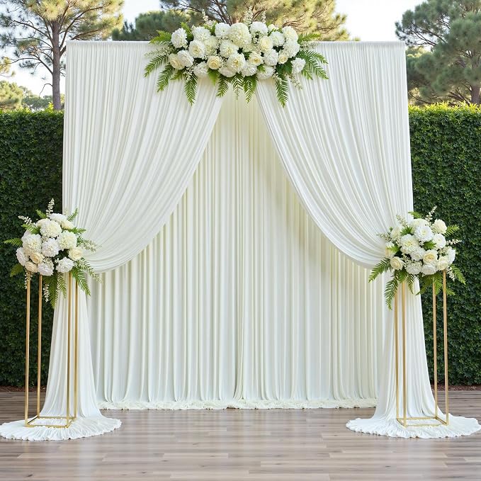 20ft x 12ft Wrinkle Free Ivory Backdrop Curtains - Image 9