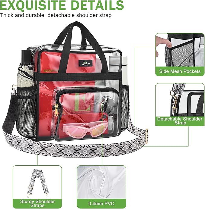 MAY TREE Clear Bag for Stadium Events, Transparent Bag for Concert Sports Gym - Image 4