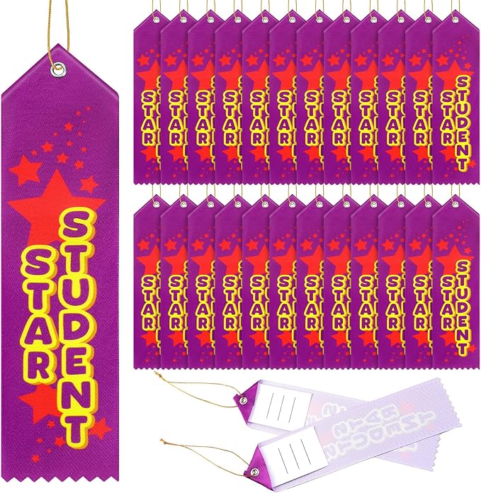 Wavwavw 100 Pcs Star Student Award Ribbons Bulk 8" x 2" Prizes Ribbons by Wavwavw