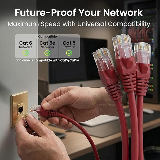 GEARit Cat 6 Ethernet Patch Cable 1 ft Red Cat6 Patch Cables 1ft Red/Ethernet - Image 9