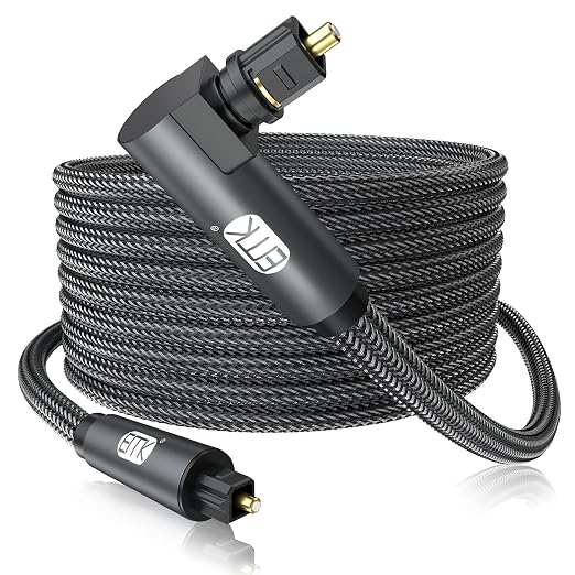EMK 90 Degree Toslink Optical Cable 360 Degree Free-Rotating Plug Fiber Optic by EMK